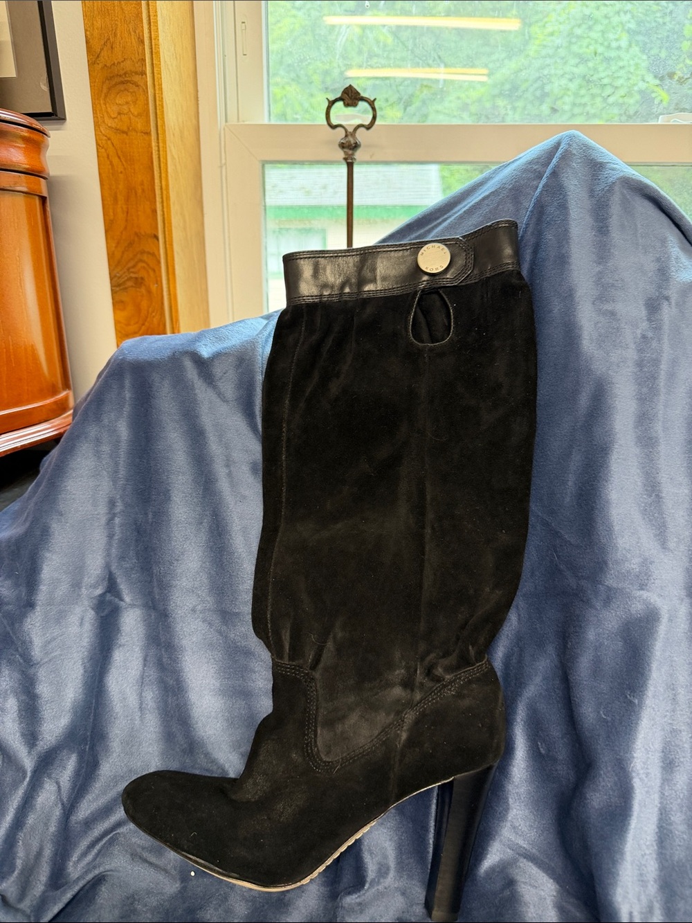Michael Kors Black Suede High Heel Knee Boots